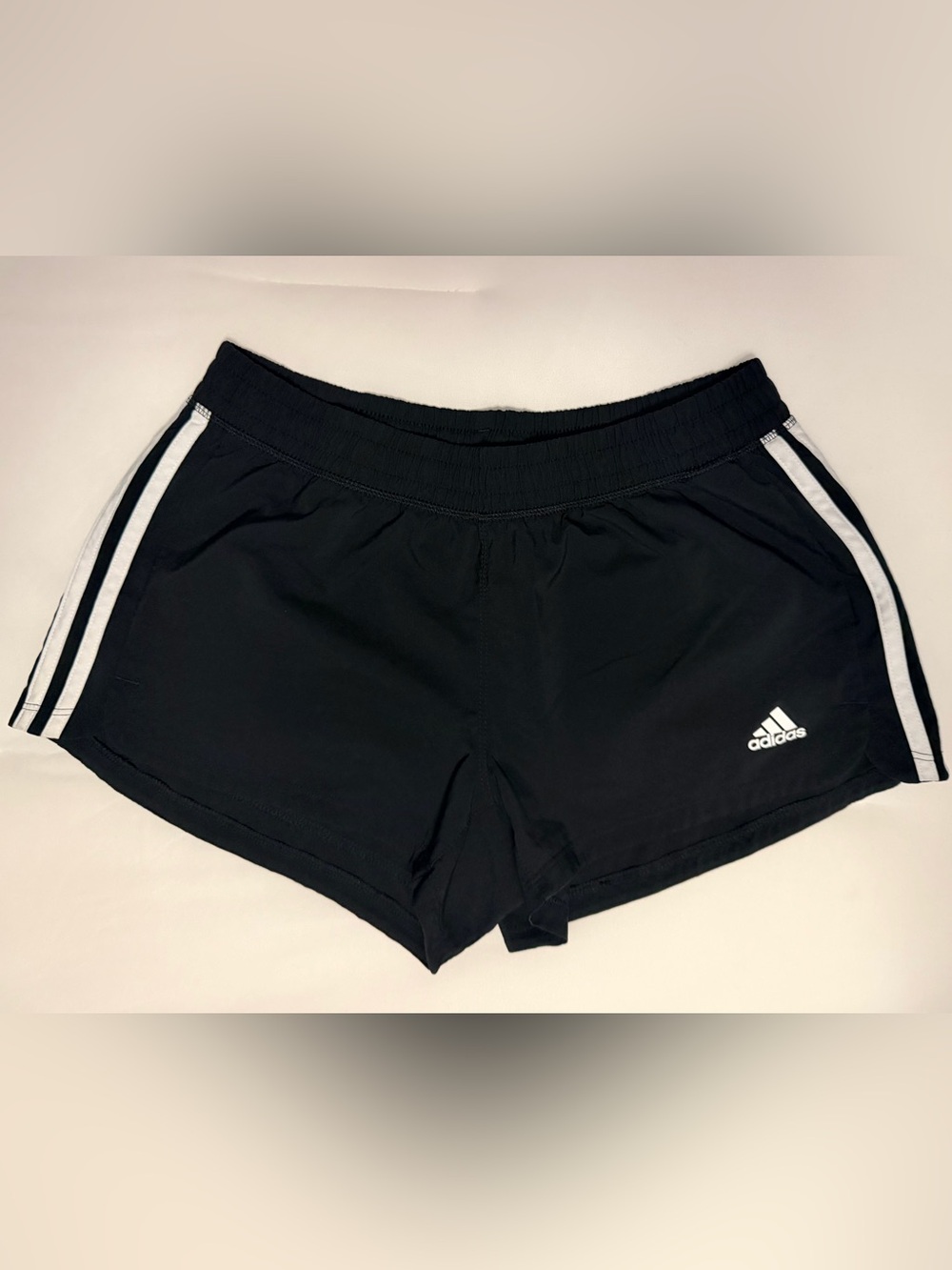 Adidas Classic Women's Black Athletic Running Shorts with White Stripes